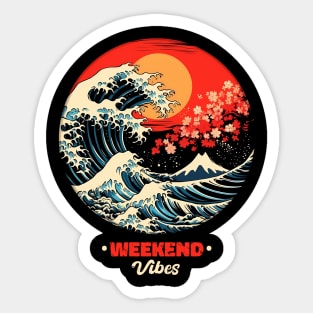 The Great Wave of Kanagawa in Japanese art style- Weekend Vibes Sticker